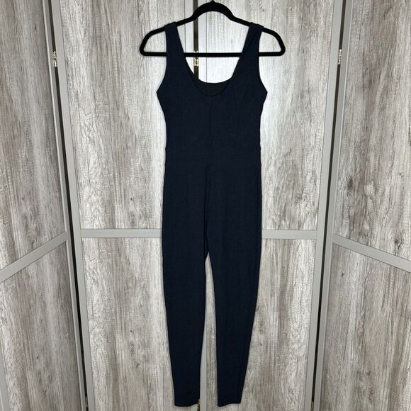 Year of Ours Women Ribbed Reformer Jumpsuit Workout Yoga Pilates Black Size L - Picture 8 of 9